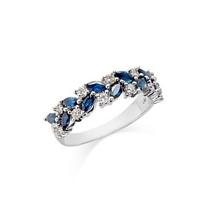 Bloomingdale's Blue Sapphire & Diamond Cluster Ring in 14K White Gold- 4796960