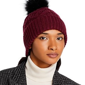 Echo Loopy Faux Fur Pom Pom Cable Knit Hat- 4813583