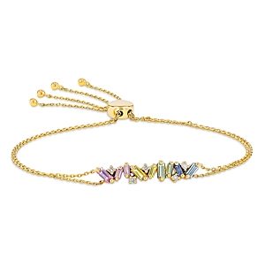 Suzanne Kalan 18K Yellow Gold Frenzy Patel Rainbow Sapphire & Diamond Bolo Bracelet- 4825298