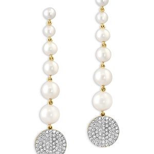 Bloomingdale's Diamond (0.48 ct. t.w.) & Multi Cultured Freshwater Pearls Drop Earrings in 14K Yellow Gold- 4814333
