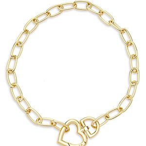 Aqua Heart Clasp Large Link Necklace, 16- 4761979