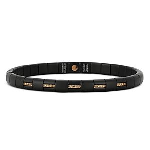 Roberto Demeglio Men's 18K Rose Gold & Black Ceramic Uomo Champagne Diamond Stretch Bracelet- 4825293