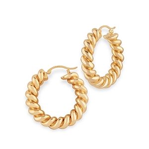 Bloomingdale's Medium Spiral Twist Hoop Earrings in 14K Yellow Gold- 4817827