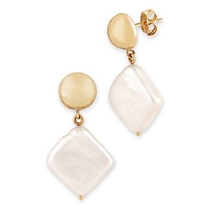 Bloomingdale's Cultured Freshwater Square Coin Pearl Drop Earrings in 14K Yellow Gold- 4804099