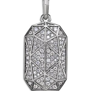 David Yurman Torqued Faceted Amulet in Sterling Silver with Pave Diamonds- 4558545
