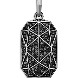 David Yurman Torqued Faceted Amulet in Sterling Silver with Pave Black Diamonds- 4558544