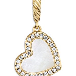 David Yurman 18K Yellow Gold Dy Elements Mother of Pearl & Pave Diamonds Heart Pendant- 4555987