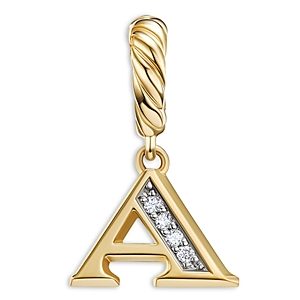 David Yurman 18K Gold Amulets Diamond Pave Initial Pendant- 4555957
