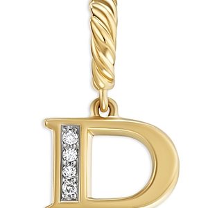 David Yurman 18K Gold Amulets Diamond Pave Initial Pendant- 4555957