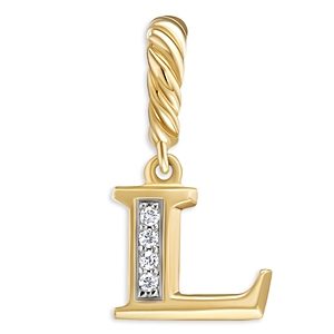 David Yurman 18K Gold Amulets Diamond Pave Initial Pendant- 4555957
