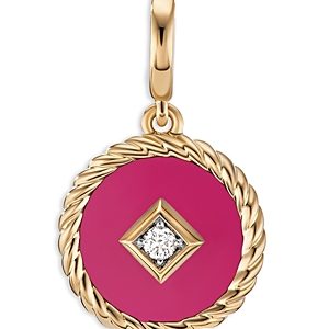 David Yurman Cable Collectibles Hot Pink Enamel Charm with Diamond- 4203205