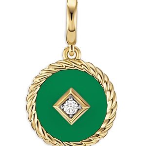 David Yurman Cable Collectibles Emerald Green Enamel Charm with Diamond- 4203204