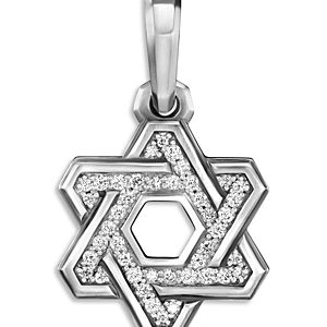 David Yurman Men's Sterling Silver Deco Diamond Star of David Pendant- 4360837