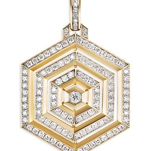 David Yurman 18K Yellow Gold Carlyle Diamond Hexagon Enhancer Pendant- 4360717