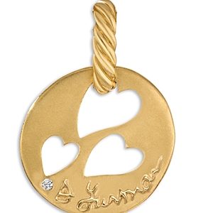 David Yurman 18K Yellow Dy Elements Diamond Accent Heart Cut Out Pendant- 4200268