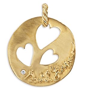David Yurman Dy Elements Open Hearts Pendant in 18K Yellow Gold with Diamonds- 4200265
