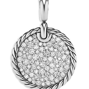 David Yurman Sterling Silver Elements Diamond Pave Disc Pendant- 4002245
