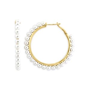 Bloomingdale's Freshwater Pearl Hoop Earrings in 14k Gold- 4814337