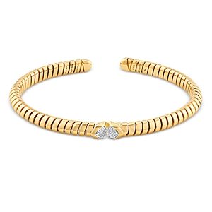 Marina B 18K Yellow Gold Trisolina Diamond Pave Cuff Bangle Bracelet- 4563686