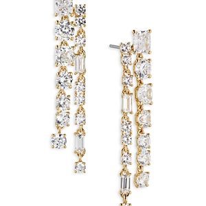 Nadri A La Carte Double Linear Drop Earrings in Rhodium Plated or 18K Gold Plated- 4768272