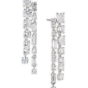 Nadri A La Carte Double Linear Drop Earrings in Rhodium Plated or 18K Gold Plated- 4768272