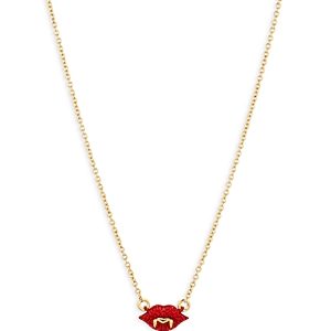 Ajoa by Nadri Spooky Vampire Lips Pendant Necklace in 18K Gold Plated, 16- 4761096