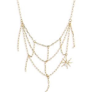 Ajoa by Nadri It's Spooky Cubic Zirconia Web Statement Collar Necklace in 18K Gold Plated, 16-18- 4761098