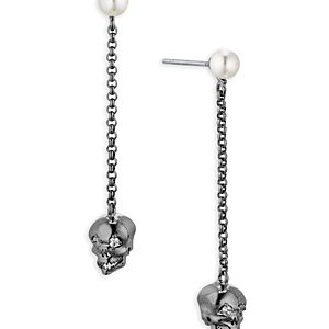 Ajoa by Nadri Spooky Skull Chain Drop Earrings- 4761100