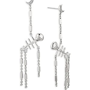 Ajoa by Nadri Spooky Embellished Skeleton Drop Earrings in Rhodium Plated- 4761102