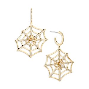 Ajoa by Nadri Spooky Spider Web Drop Earrings in 18K Gold Plated- 4761103