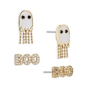 Ajoa by Nadri Spooky Ghost & Boo Stud Earrings Set in 18K Gold Plated- 4761092