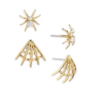 Ajoa by Nadri Spooky Spider & Web Stud Earrings Set in 18K Gold Plated- 4761094