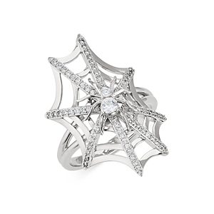 Ajoa by Nadri Spider Web Ring in Rhodium Plated or 18K Gold Plated- 4761106