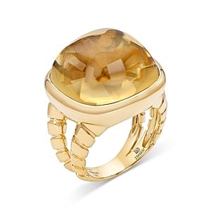 Marina B 18K Yellow Gold Tigella Champagne Quartz Statement Ring- 4833537