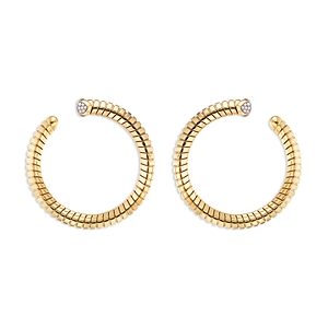 Marina B 18K Yellow Gold Trisolina Diamond Pave Side Hoop Earrings- 4751856
