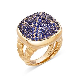 Marina B 18K Yellow Gold Tigella Blue Sapphire Pave Ring- 4833540