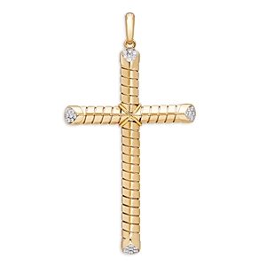 Marina B 18K Yellow Gold Trisolina Diamond Cross Pendant- 4833531