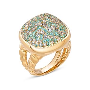 Marina B 18K Yellow Gold Tigella Diamond, Paraibas & Topaz Pave Ring- 4833543
