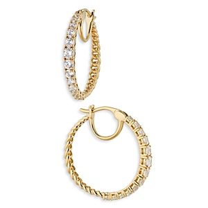 Nadri Disco Graduated Hoop Earrings in 18K Gold Plated or Rhodium Plated- 4768206