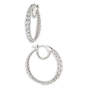 Nadri Disco Graduated Hoop Earrings in 18K Gold Plated or Rhodium Plated- 4768206