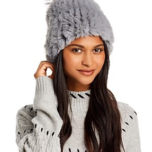 Surell Faux Fur Stretch Knit Beanie- 4137460
