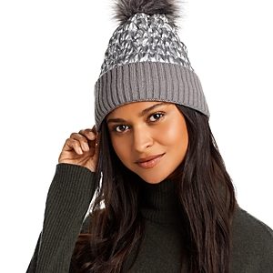 Surell Faux Fur Pom-Pom Knit Hat- 4802438