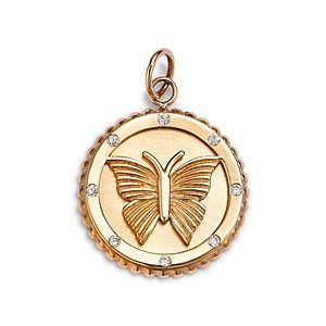 Moon & Meadow Charm Collection 14K Yellow Gold Diamond Butterfly Disc Charm- 4820144