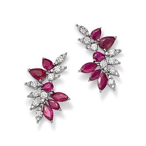 Bloomingdale's Ruby & Diamond Drop Earrings in 14K White Gold- 4841860