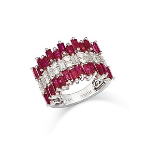 Bloomingdale's Ruby & Diamond Triple Row Ring in 14K White Gold- 4841844
