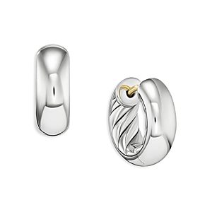 David Yurman Sculpted Cable Micro Smooth Hoop Earrings in Sterling Silver- 4726325