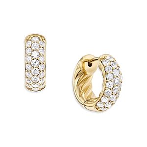 David Yurman Mercer Micro Pave Hoop Earrings in 18K Yellow Gold- 4726294