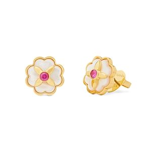 kate spade new york Heritage Bloom Cubic Zirconia & Mother of Pearl Flower Stud Earrings in Gold Tone- 4730693