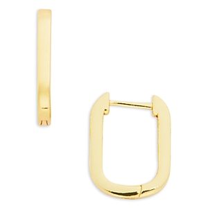 Aqua 18K Yellow Gold Plated Sterling Silver Oval Huggie Hoop Earrings - 100% Exclusive- 4791757