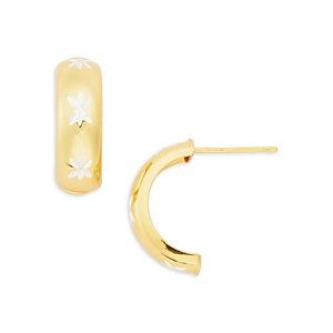 Aqua 18K Yellow Gold Plated Sterling Silver Etched C-Hoop Earrings - 100% Exclusive- 4791751